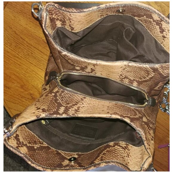 Coach Brown Exotic Snakeskin Triple Compartment Large Phoebe Shoulder Bag - Picture 8 of 10